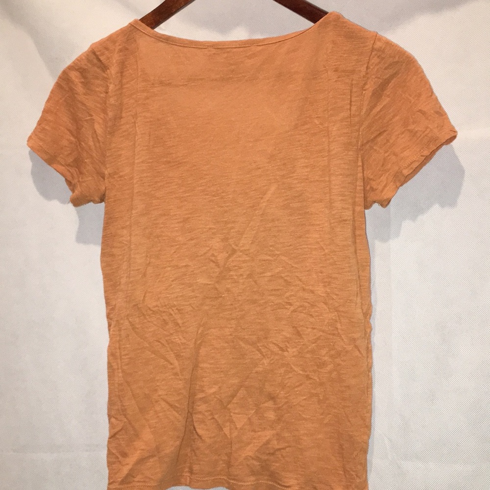 Express One Eleven V Neck Tee | Rust Orange | Size XS - Picture 4 of 4